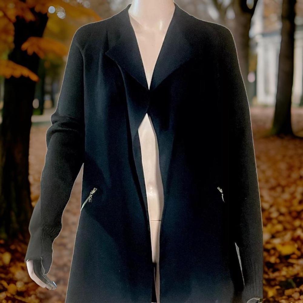 Calvin Klein Long Cardigan Womens Size XS Zipper Pockets Blended Fabric Open